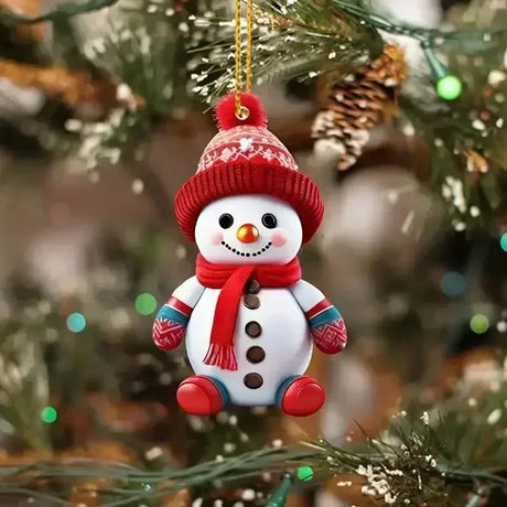 2D Acrylic Christmas Snowman Pendant – Cartoon Hanging Ornament for Tree, Home, Garden & Party Decoration (2025)