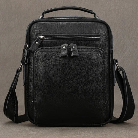 Vintage Crazy Horse Leather Crossbody Bag Dark Brown Casual Travel Shoulder Satchel for Men and Women