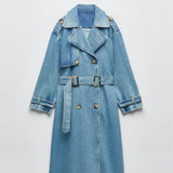 Blue Jean Denim Trench Coat for Women