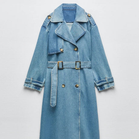 Blue Jean Denim Trench Coat for Women