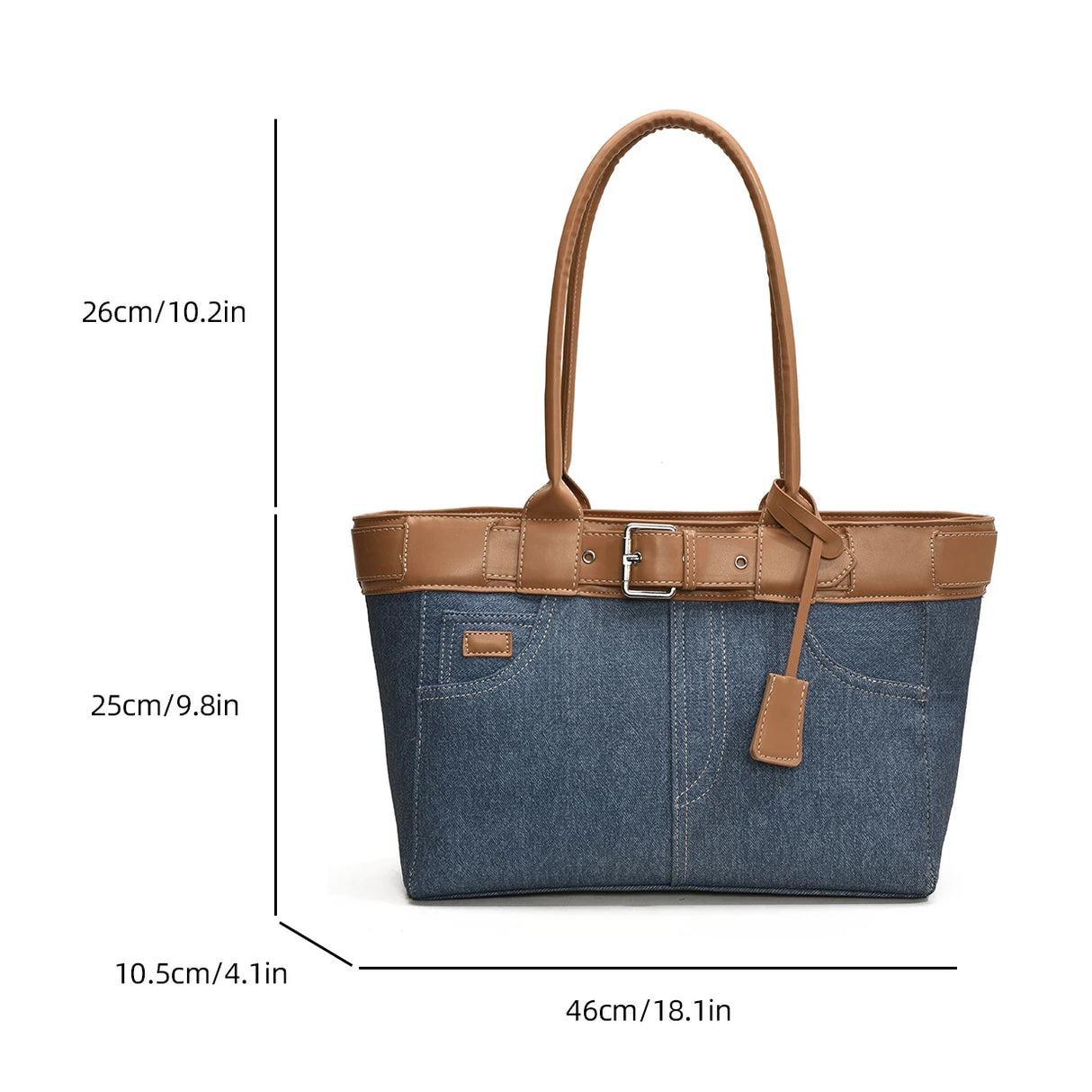 Large Capacity Women’s Denim Retro Tote