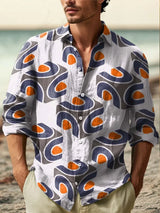 Men’s Fashion Artistic Printed Linen Shirt