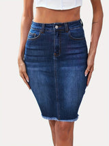 Women’s High Waist Casual Stretch Denim Jean Skirt