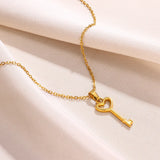 Fashion Heart Key Necklace Pendant – Gold Color Stainless Steel Love Couple Choker | Trendy Women’s Jewelry Christmas Gift