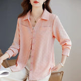 Women’s Jacquard Lapel Long-Sleeve Autumn Casual Shirt Jacket