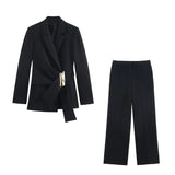 Women’s Two Piece Office Set – Chic Blazer Coat and High Waist Pants