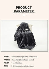 Wearable Heated Blanket with Sleeves – 8-Heat Levels, Flannel, 127x177CM