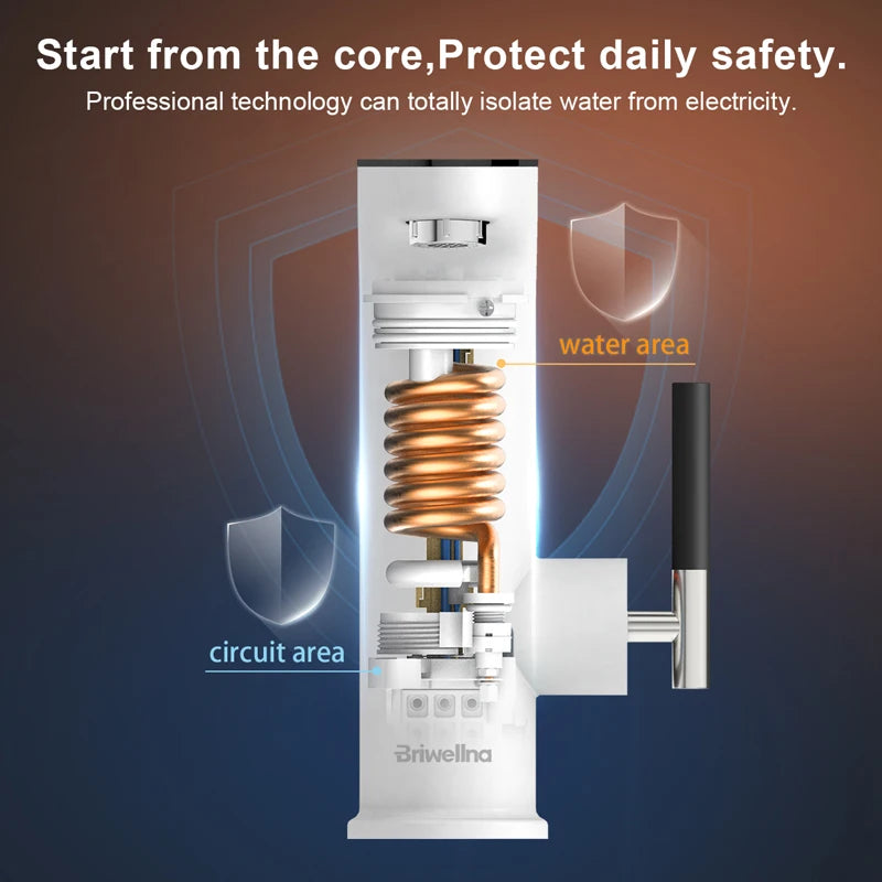 Briwellna Electric Water Heater Faucet 220V – Instant Tankless Kitchen Heating Tap