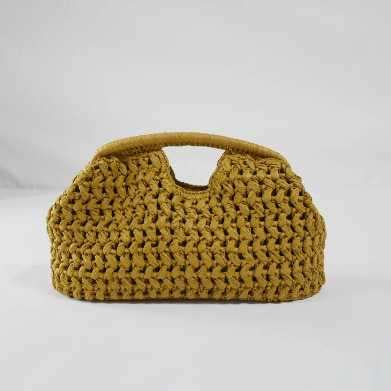 Women’s Raffia Straw Woven Chain Shoulder Crossbody Bag