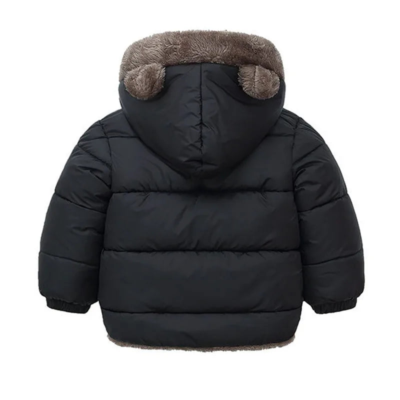 Kids Winter Thick Hooded Jacket – Boys & Girls Padded Fleece Warm Coat | Children’s Cotton Outerwear Cashmere Snowsuit