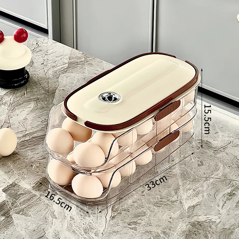 Refrigerator Egg Organizer – 1PCS Sliding Automatic Egg Roller Storage Carton
