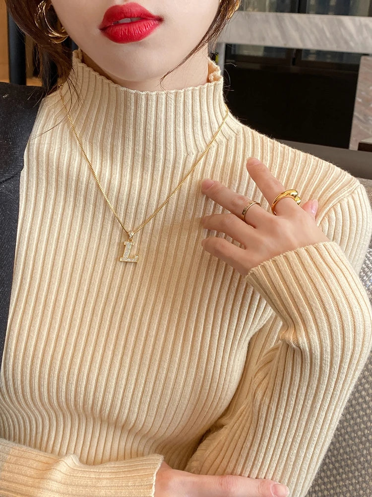 Women Turtleneck Sweater Long Sleeve Top