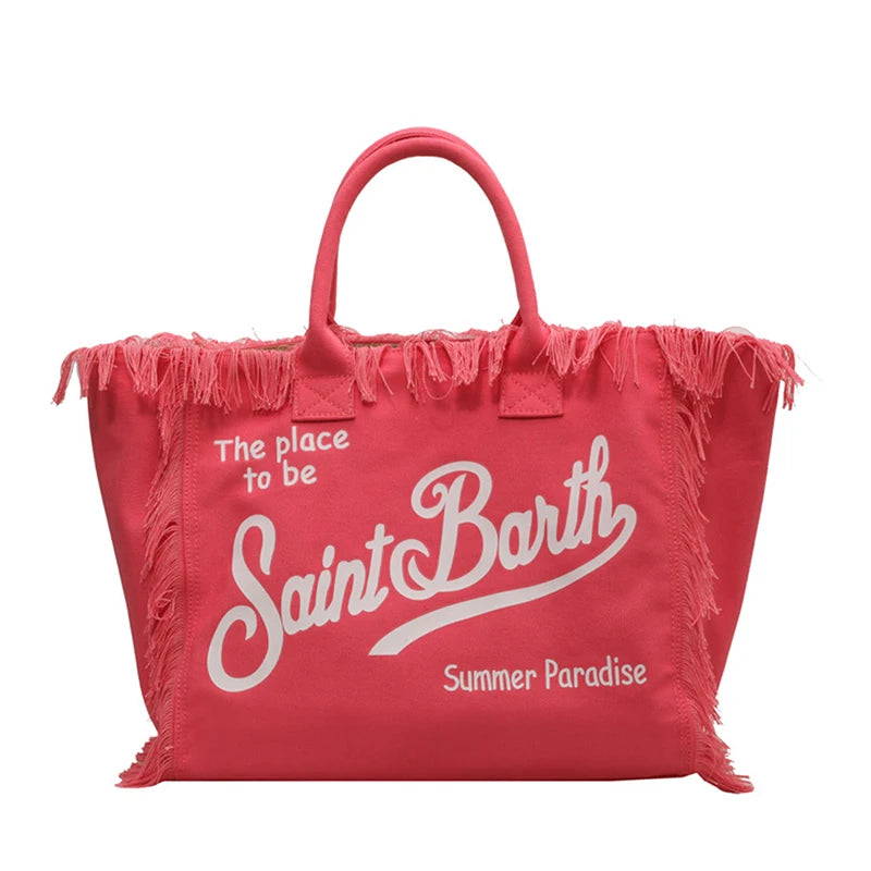 Women’s Denim Printed Beach Bag