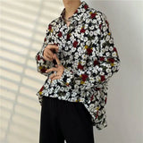 Men’s Japanese Retro Floral Long Sleeve Shirt