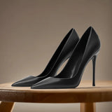 Women's Brown Leather - Corporate Pointed High Heels