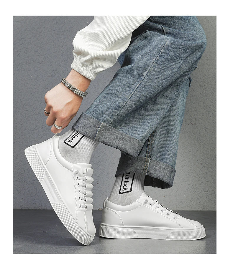Men’s Casual Lightweight PU Leather Sneakers