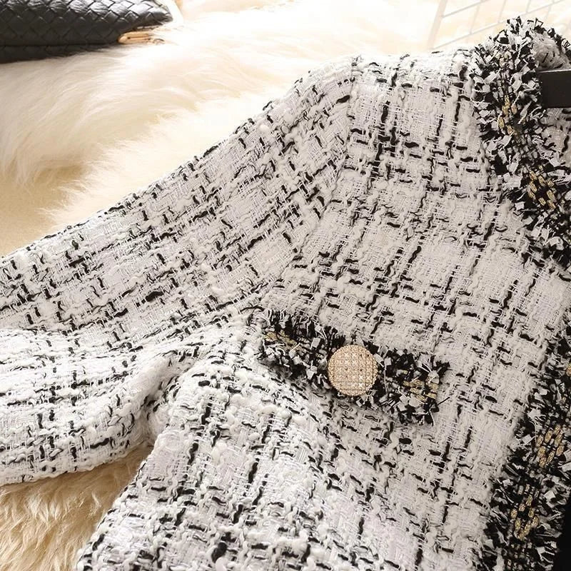 Women’s Tweed Jacket Spring – Trendy Short Tweed Coat Cardigan | Elegant Small Fragrant Ladies Jacket