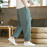 Men’s Cotton Linen Casual Pants – Breathable Solid Color Loose Fit Shorts & Straight Drawstring Trousers | Summer Streetwear 2025