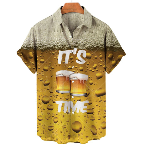 Men’s Beer Print Hawaiian Shirt