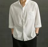 White Linen Cotton Half Sleeve Men’s Shirt