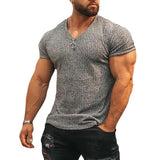 Men’s Summer V-Neck Breathable Tee – Casual Lightweight Short Sleeve Knitted Top | Soft Everyday Comfortable Shirt