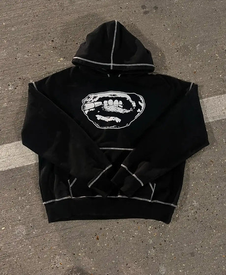 Men’s Y2K Hip-Hop Streetwear Set – Punk Gothic Embroidered Pullover & Casual Sportswear