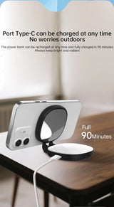 Espejo magnético para selfies con mini luz de relleno – Anillo de luz para teléfono ajustable de doble color 