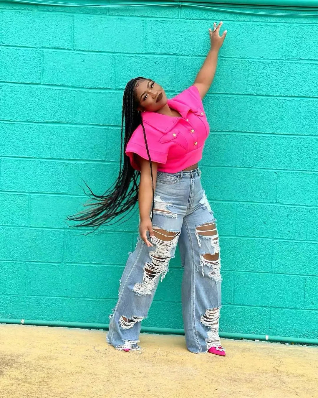 Sexy Elegant Women’s Splice Denim Jeans