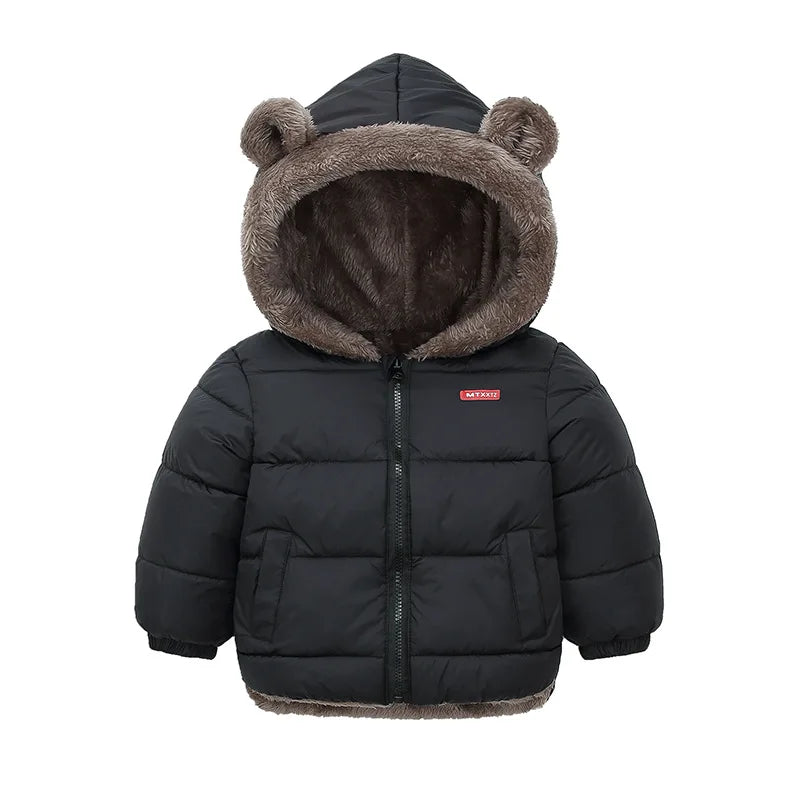 Kids Winter Thick Hooded Jacket – Boys & Girls Padded Fleece Warm Coat | Children’s Cotton Outerwear Cashmere Snowsuit