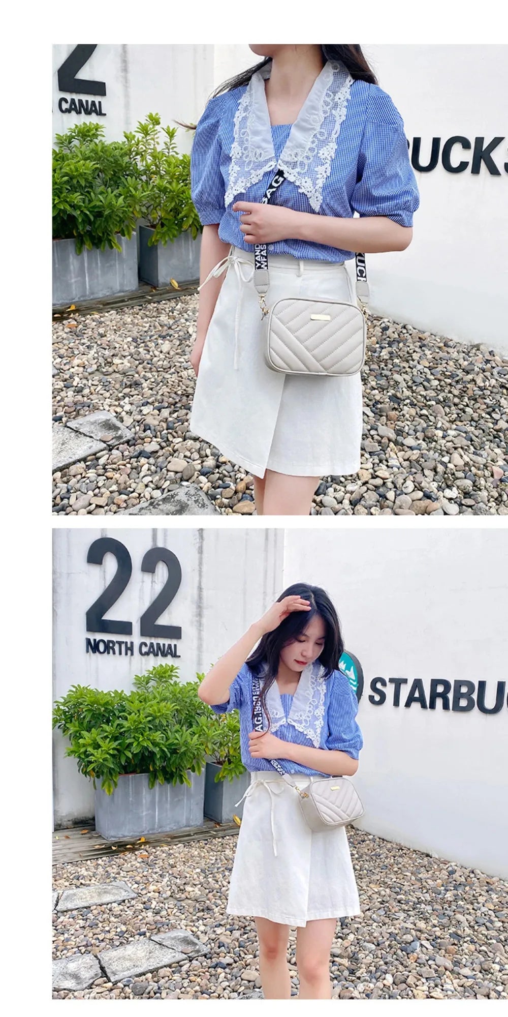 High quality women's PU rolling strip camera bag