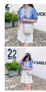 High quality women's PU rolling strip camera bag