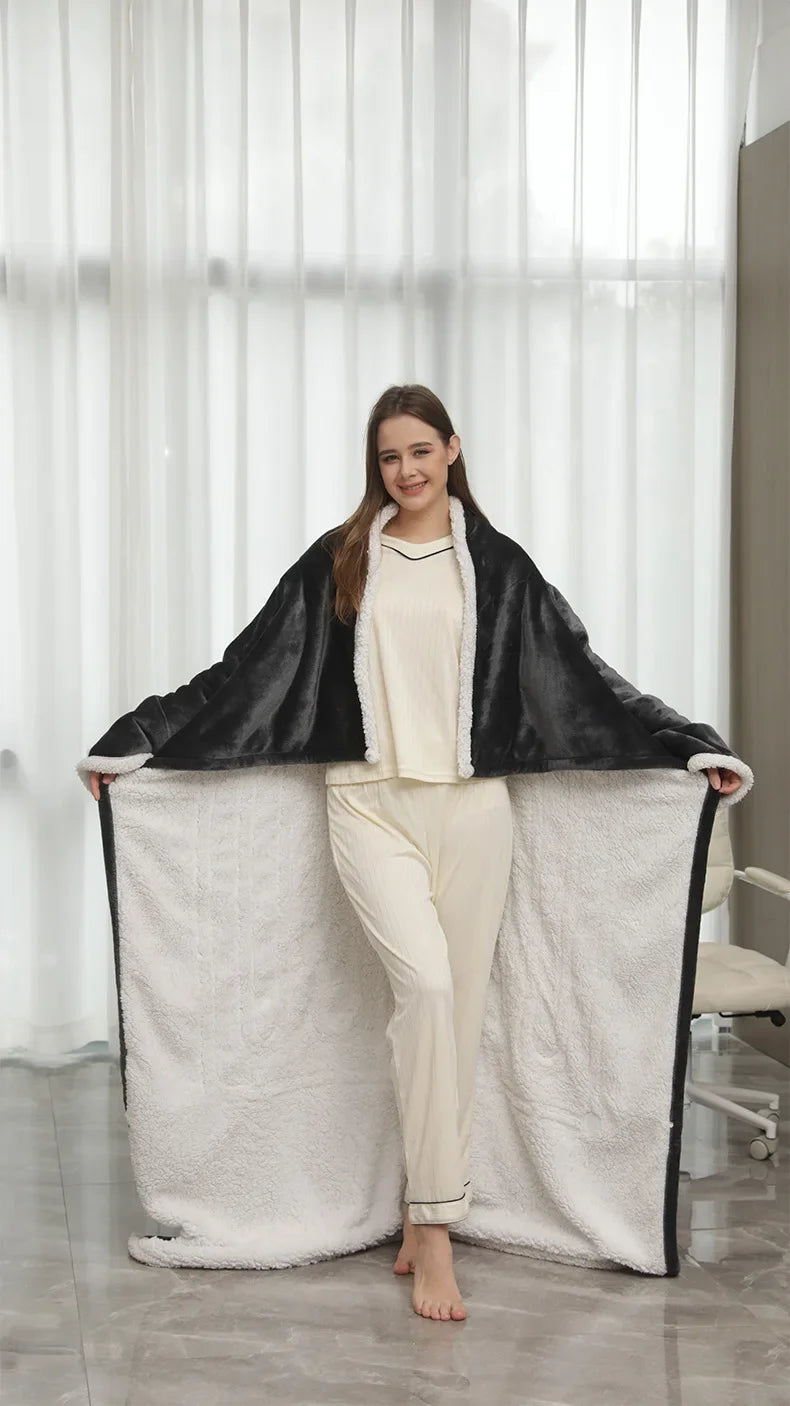 Wearable Heated Blanket with Sleeves – 8-Heat Levels, Flannel, 127x177CM