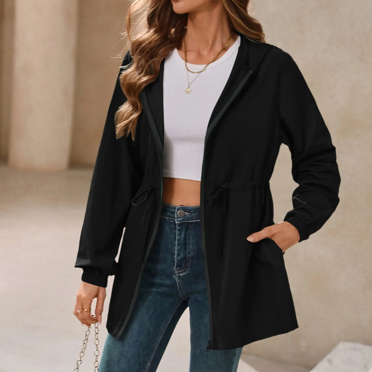 Women’s Waterproof Hiking Jacket – Hooded Outdoor Rain Poncho, Lightweight Windproof Raincoat for Travel & Camping