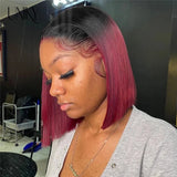 8 - 16 Inches Human Hair Bob Wig & Lace Frontal