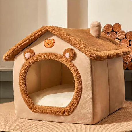 Foldable Pet House – Washable Cat & Dog Cave Bed for Small Pets