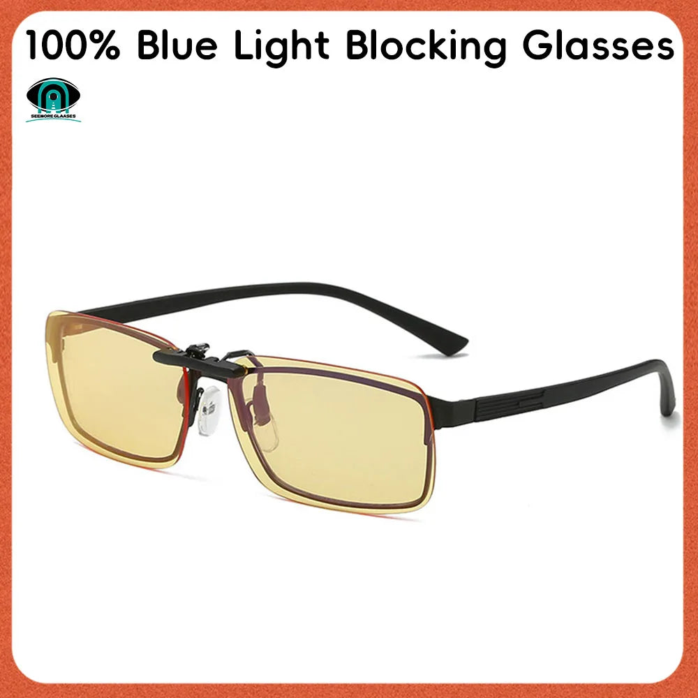 Clip-On Blue Light Blocking Glasses – 100% Red Lens Anti-Fatigue Detachable Filter for Gaming & Computer Use