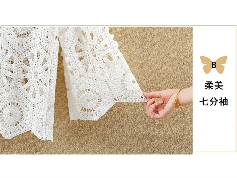 Women’s 2025 Lace Hollow Out Knitted Top