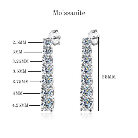 OEVAS 925 Sterling Silver Moissanite Earrings – 2.82CT Long Tassel Diamond Earrings | Sparkling Luxury Party Jewelry for Women
