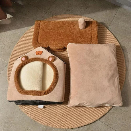 Foldable Pet House – Washable Cat & Dog Cave Bed for Small Pets