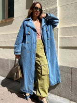 Blue Jean Denim Trench Coat for Women