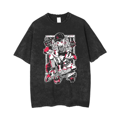 Anime Gothic Printed Oversized T-Shirt for Men