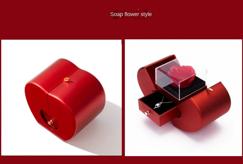 Collar con joyero de manzana y rosa | Regalo para mi hija