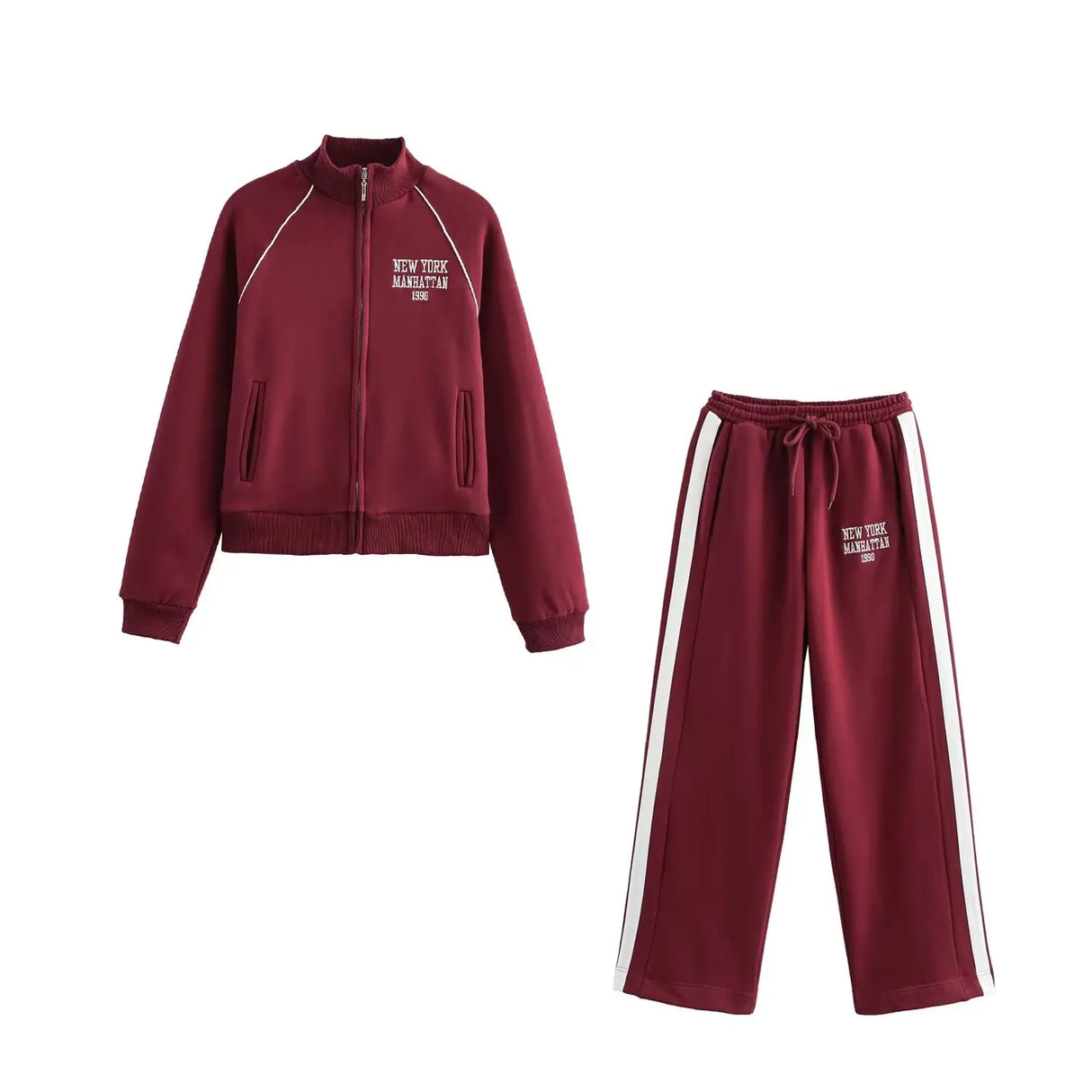 Velvet Two Piece Outfit for Women – Printed Zip Jacket and Casual Pants