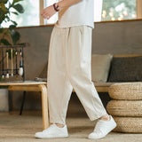 Men’s Cotton Linen Casual Pants – Breathable Solid Color Loose Fit Shorts & Straight Drawstring Trousers | Summer Streetwear 2025