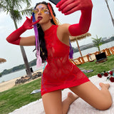 Lady Sexy Lingerie – Exotic Mesh Babydoll Dress & Bow Lingerie Bodysuit