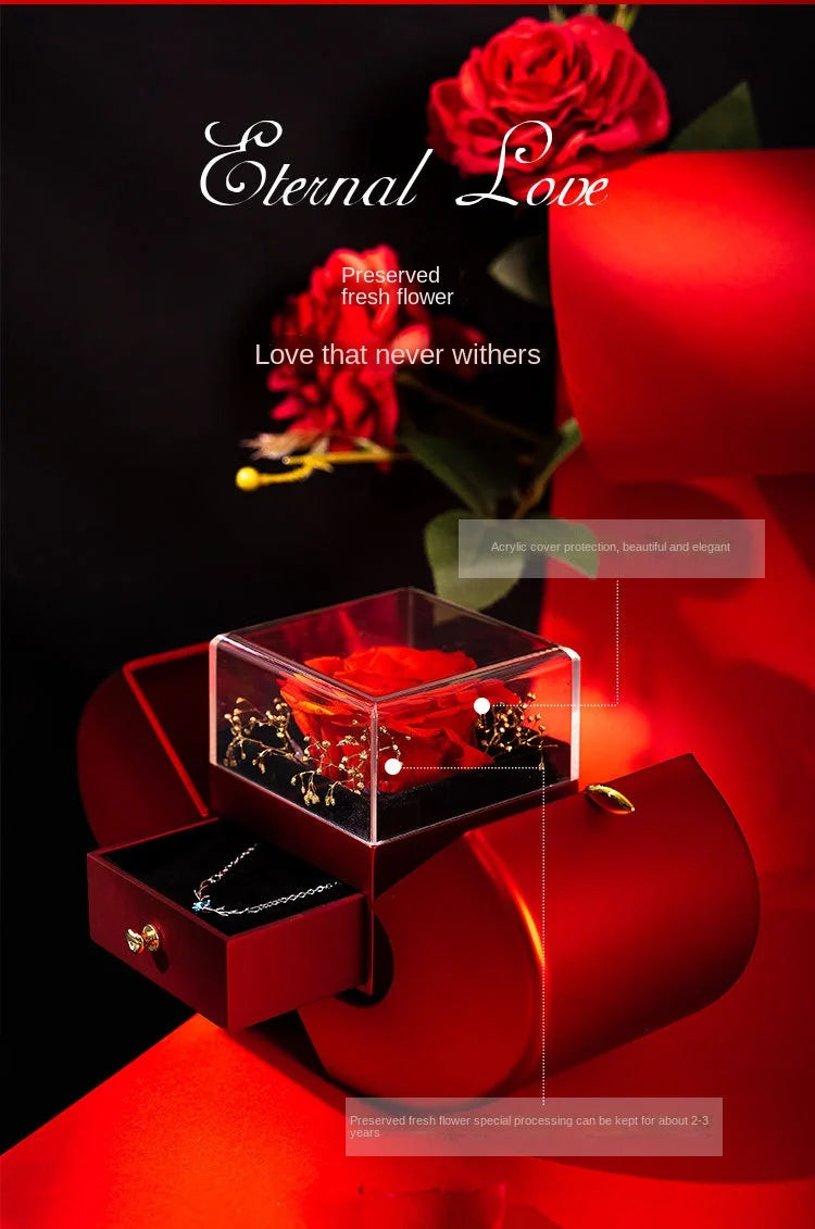 Collar con joyero de manzana y rosa | Regalo para mi hija