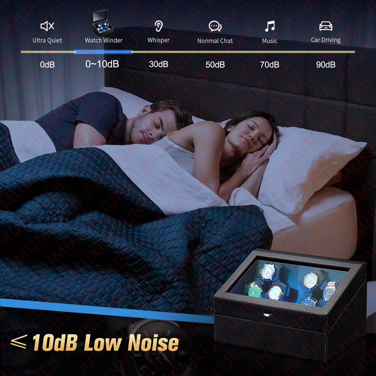 Watch Winder Box for Automatic Watches – 6-Slot Rotating Display Case | Quiet Motor Watch Winder Stand with Storage