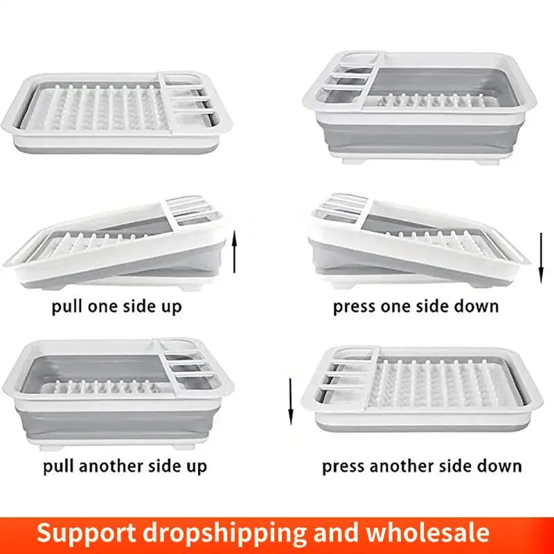 Foldable Kitchen Dish Rack – Space-Saving Drain Tray for Plates & Bowls
