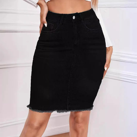 Women’s High Waist Casual Stretch Denim Jean Skirt