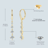 Anziw 42mm Moissanite Drop Earrings – 925 Sterling Silver Long Dangle Hoop Clip Earrings | Wedding Fine Jewelry Gift for Women